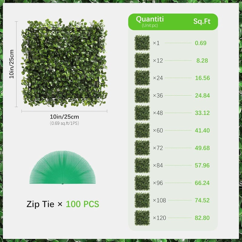Luyue 12PCS 10”×10” Boxwood Panels, Artificial Grass Wall Panels Fake Greenery Backdrop Wall Grass Backdrop Artificial Plant Walls for Outdoor Indoor Garden Fence Backyard - Image 5